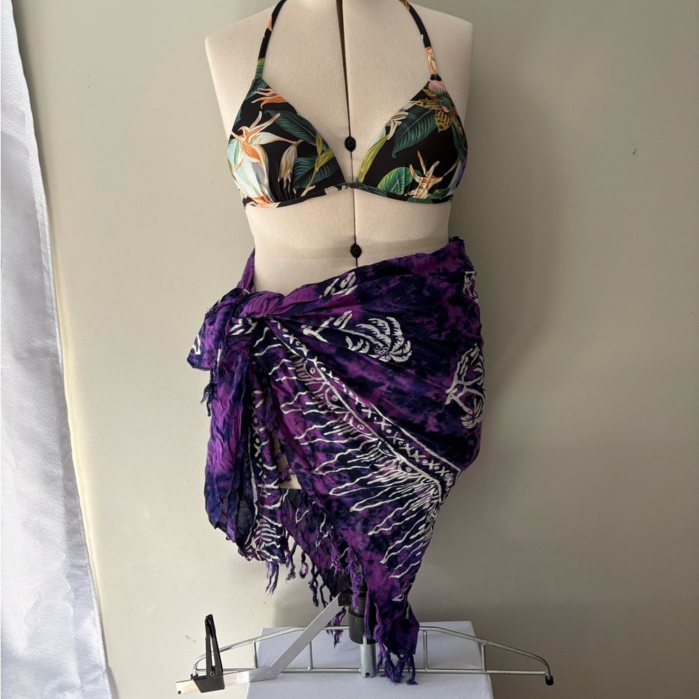 Purple Tie-Dye Sarong Cover-Up - Women Swim Versatile - Picture 2 of 5